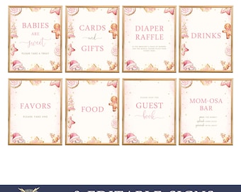 Gingerbread Baby Shower Sign Package, 8x10, Little Cookie Editable Instant Download, BA102623