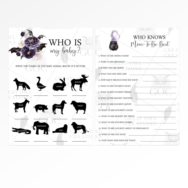 Halloween Baby Shower Games Package Self Edit Instant Etsy