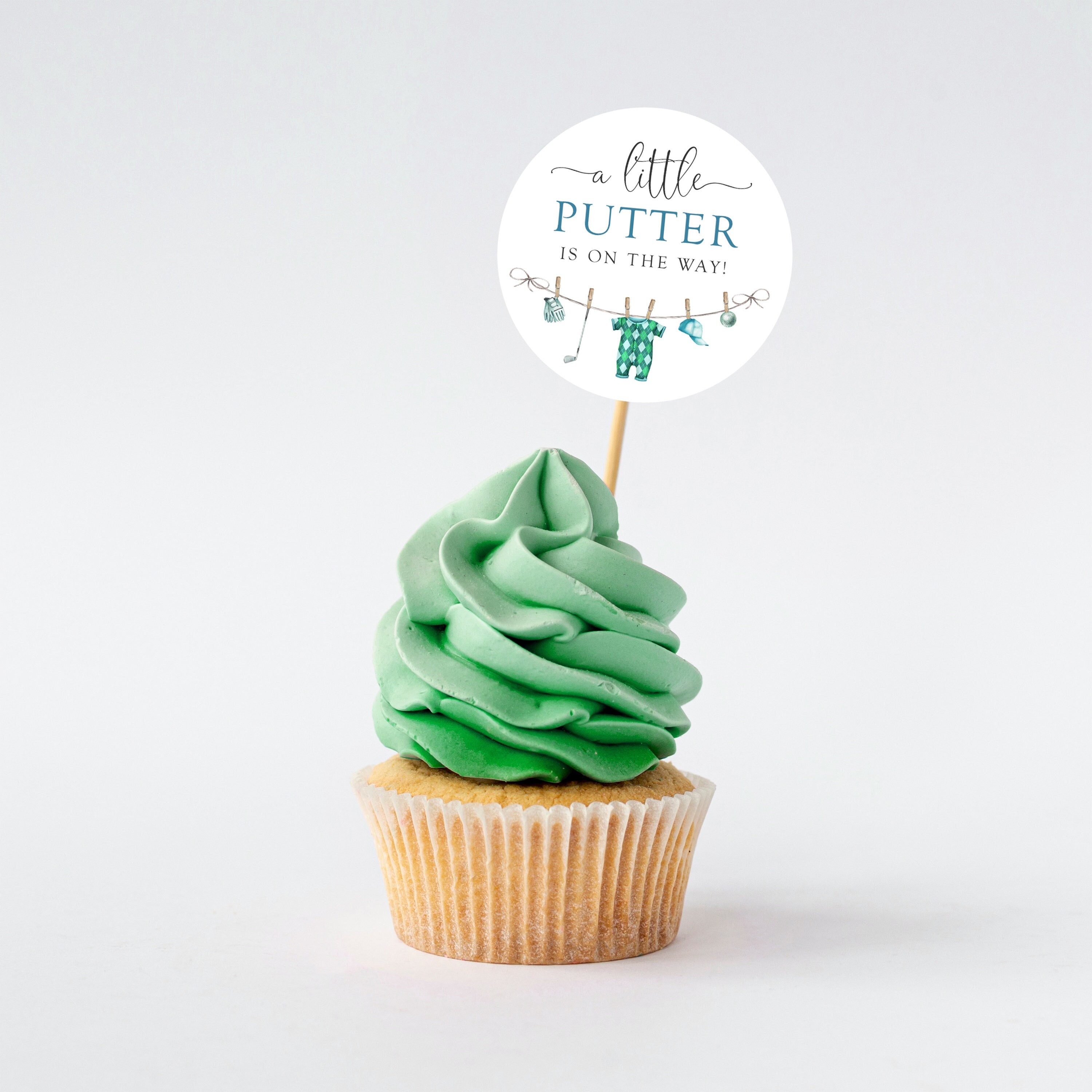 Golf Baby Shower Cupcake Toppers, Little Putter is on the Way Party ...