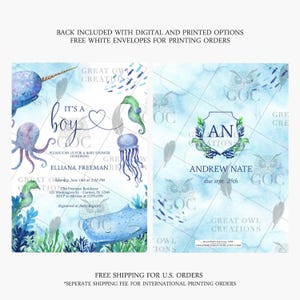 Tropical Sea and Ocean Baby Shower Invitation | Editable Template Digital or Printed Invite immagine 2