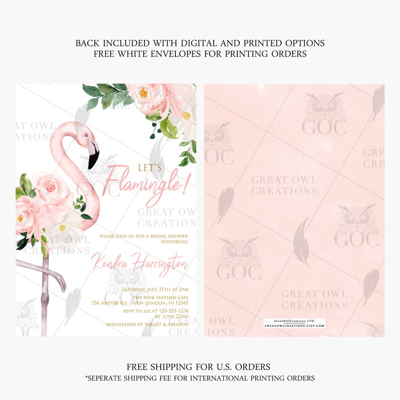 Flamingo Bridal Shower Invitation Let's Flamingle Bridal Etsy