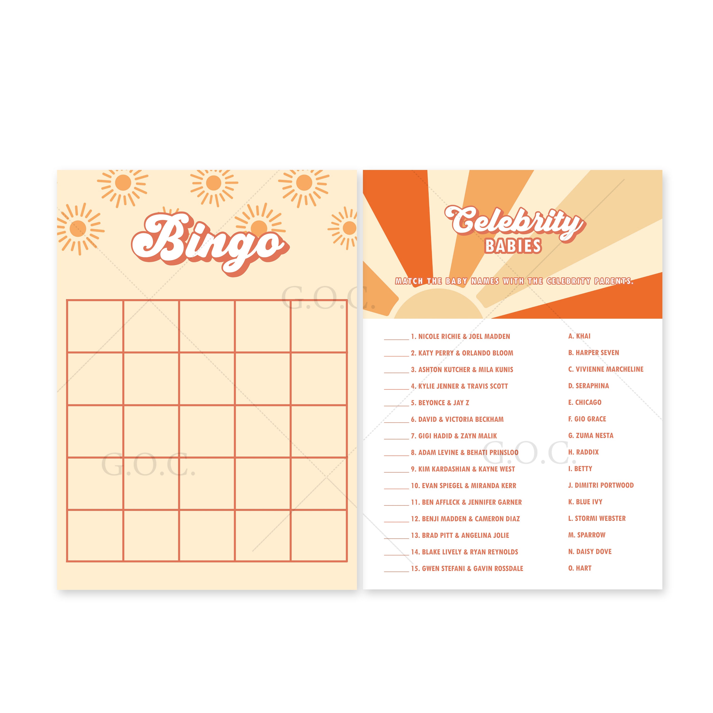 Sunshine Carte Da Gioco Per Baby Shower – 30 Pezzi 12,7x17,8 Cm, Design Acquerello Sole, Giochi Per Festa In Inglese (Here Comes The Son) - 3