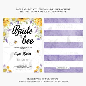Bee Bridal Shower Invitation | Bride to bee Bridal Shower Invite | Printed or Digital image 2