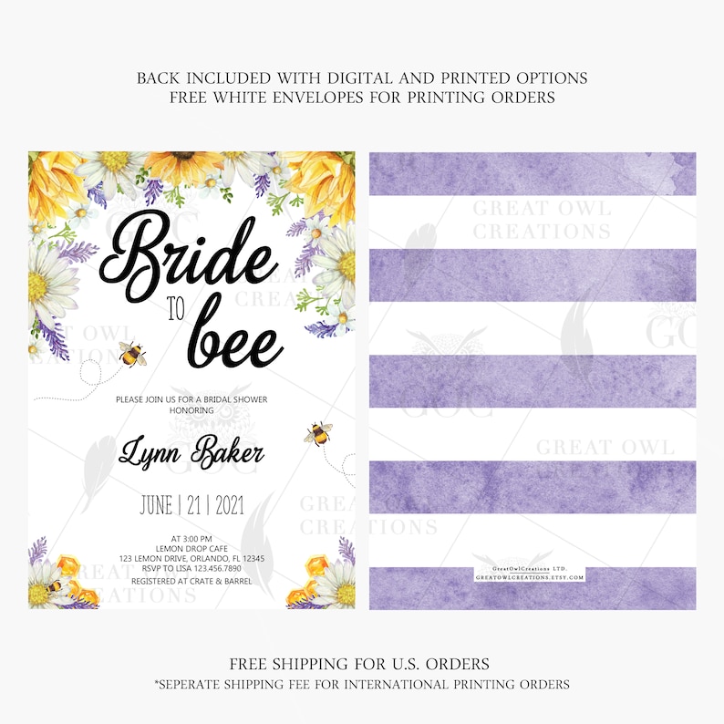 Bee Bridal Shower Invitation | Bride to bee Bridal Shower Invite | Printed or Digital image 2