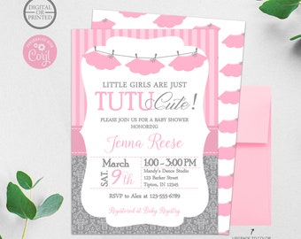 Tutu Baby Shower Invitation, Ballerina Baby Shower Invite, Digital or Printed