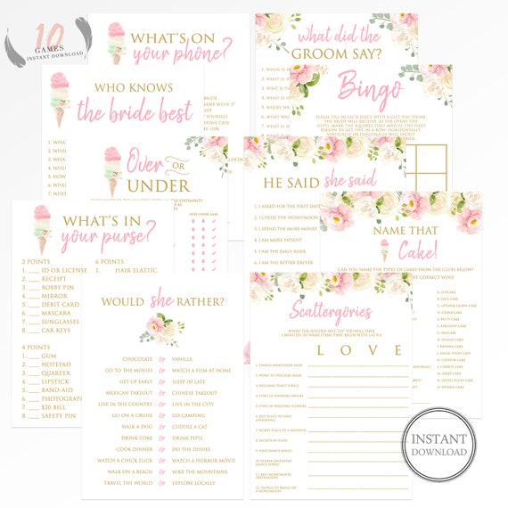 Instant Download Ice Cream Bridal Shower Games Package Il_570xn