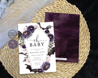 Halloween Baby Shower Invitation, Oh Baby Shower Invite, Vampire Coffin Baby Sprinkle, Instant Digital or Printed, BA-81722