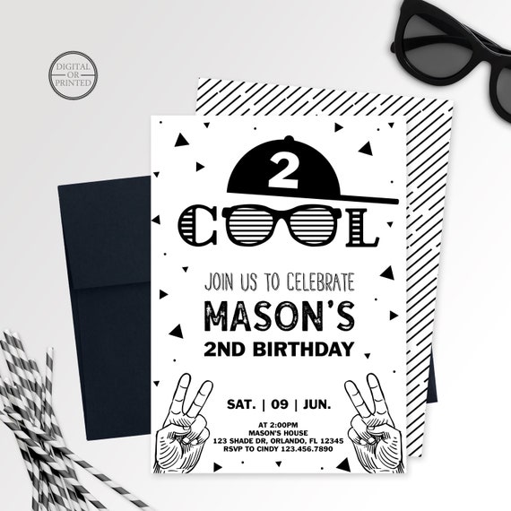 Two Cool Birthday Invitation | Two Cool Invitation | 2nd Birthday | Digital or Printed Il_570xn