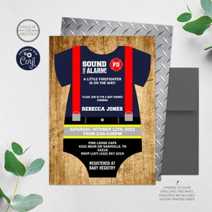 Fireman Baby Shower Invitation | Firefighter Baby Shower Invitation | Sound the Alarm | Fire Truck | Little Firefighter | Digital or Printed