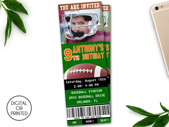 Football Birthday Invitations Football Party Invitations Football
