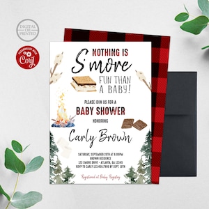 Smore Baby Shower Invitation | Camping Baby Shower | Woodland Baby Shower Invite | Digital or Printed