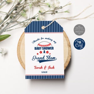 Baseball Favor Tags | Baseball Baby Shower Favor Tag | Instant Digital or Printed