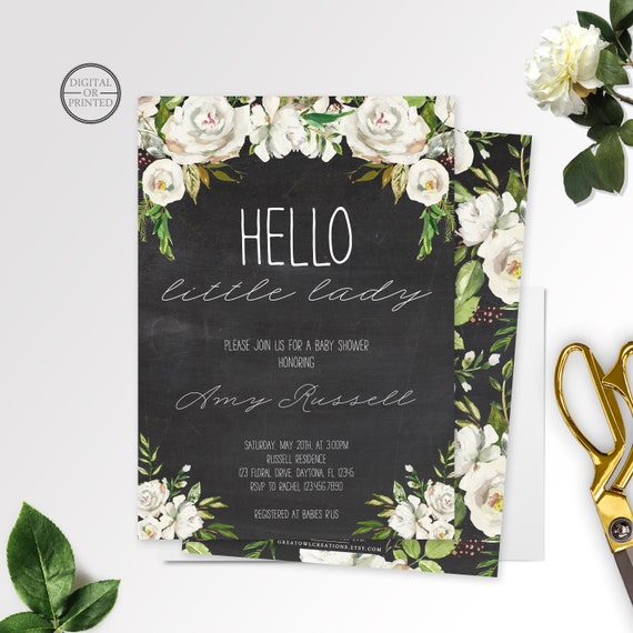 Antique Floral Baby Shower Invitation | Hello Little Lady Il_570xn