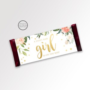 Floral Candy Bar Wrappers | Candy Wrappers | Printable Party Supplies | Baby Shower Candy Wrapper | Baby Shower Party Decor