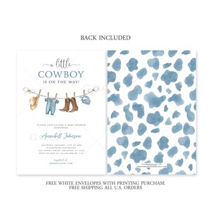 Cowboy Baby Shower Invitation Template, A Little Cowboy is on the Way Invite, Wild West Western, Instant Digital or Printed, BA-11023 image 2