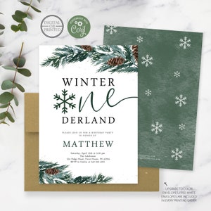 First Birthday Invitation | Winter ONEderland Invite | First Birthday Invite | Instant Digital or Printed