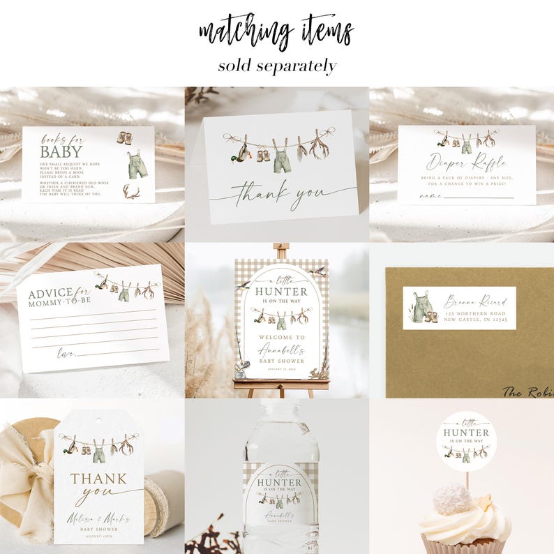 Hunting Baby Shower Invitation, A Little Hunter is on the Way Baby Shower Invite, Instant Editable Digital or Printed, BA102025 image 5