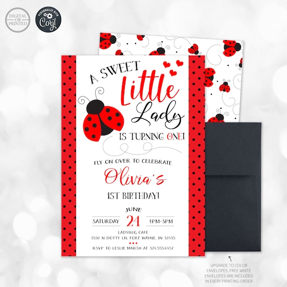 Ladybug Invitation | Ladybug Birthday Invitation | Ladybug Party Invite | Little Lady | Summer Birthday | Spring Birthday | Lady bugs Il_570xn