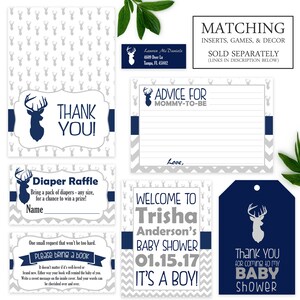 A Little Buck is on the Way Deer Baby Shower Invitation, Deer Woodland Baby Shower Invite, Digital or Printed image 5