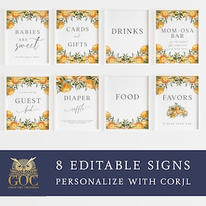 Little Cutie Orange Baby Shower Sign Package | Editable Instant Download