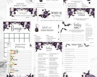 Halloween Baby Shower Games Package, Self Edit Instant Download Printable, BA-81722