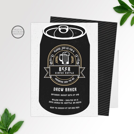 Beer and Diaper Baby Shower Invitation | Dad Baby Shower Invitation | Couples Baby Shower Invitation | Digital | Printed Il_570xn