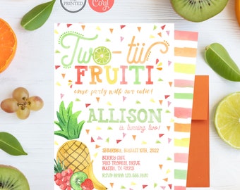 Twotti Frutti Birthday Two-Tii Fruiti Birthday Invitation | Two-Tii Fruity Birthday Invitation | Tutti Frutti | Watercolor | Printed Digital