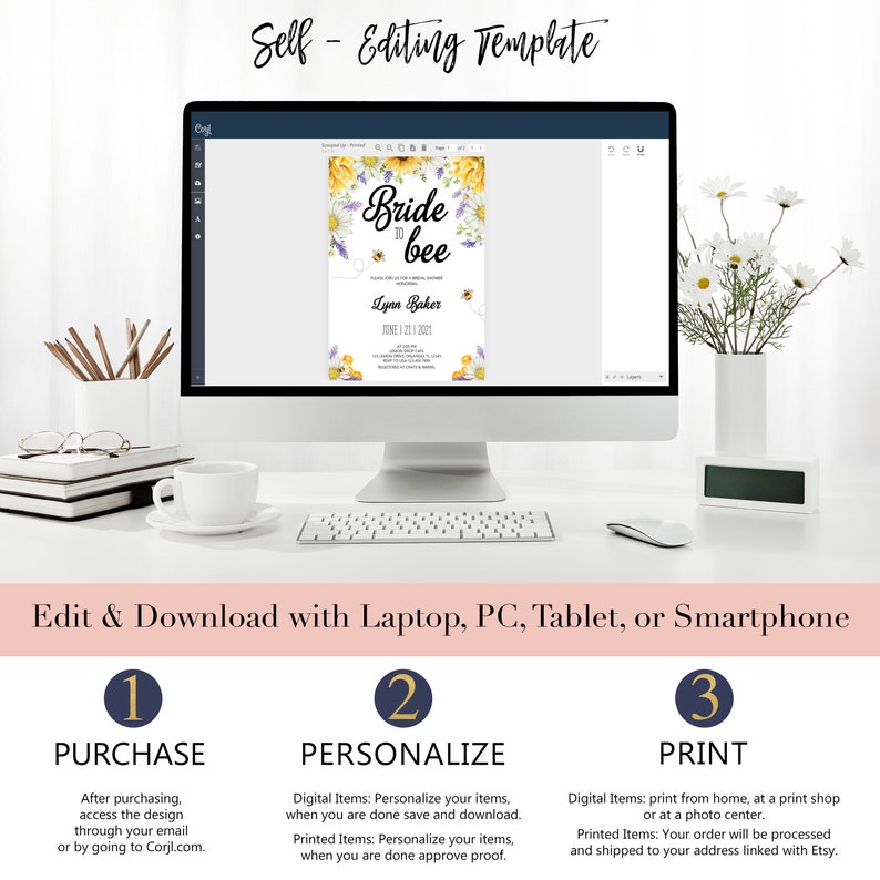 Bee Bridal Shower Invitation | Bride to bee Bridal Shower Invite | Printed or Digital image 5