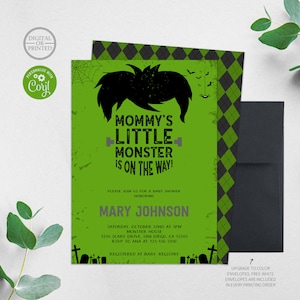Halloween Little Monster on the Way Baby Shower Invitation