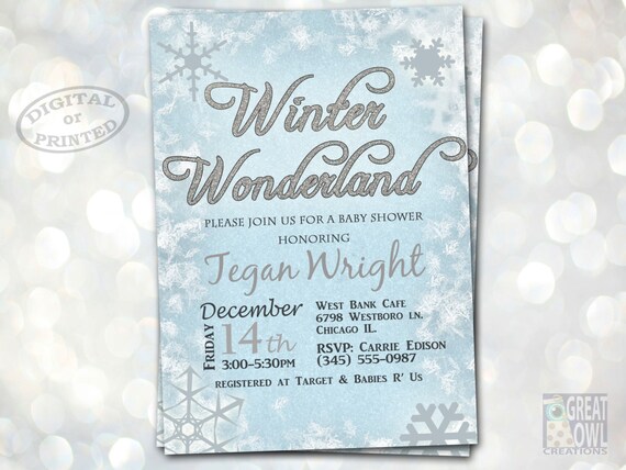 winter wonderland baby shower invitations