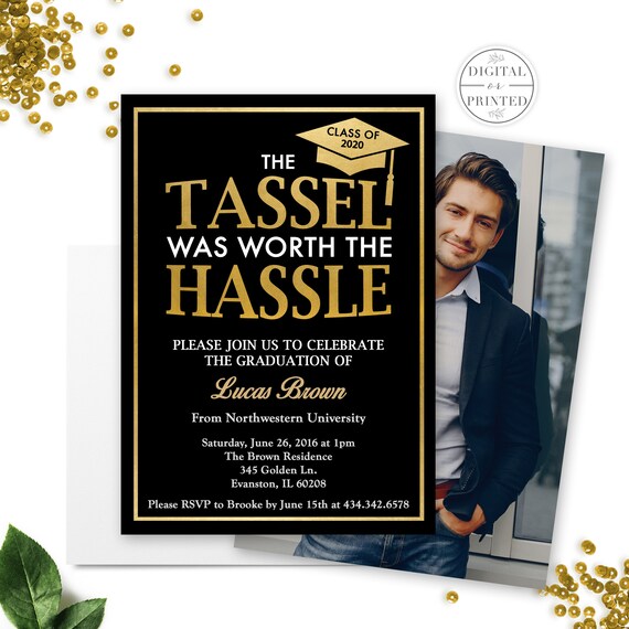 Tassel was Worth the Hassle Graduation Invitation | Graduation Announcement | High School | College | Digital or Printed Il_570xn