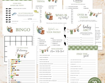 Fisherman Baby Shower Games Package | Fishing Self Edit Instant Download Printable | BA-20123