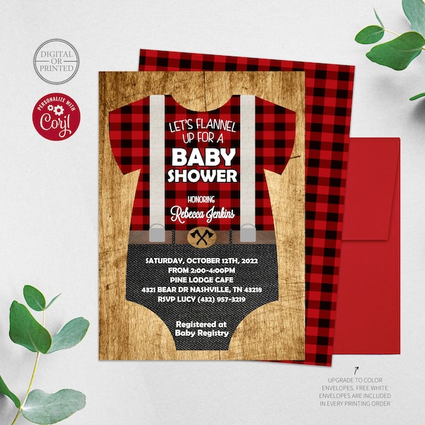 Buffalo Plaid Baby Shower Invitation - Etsy