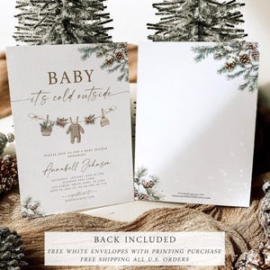 Winter Baby Shower Invitation Template, Baby it's Cold Outside Invite, Gender Neutral, Instant Digital or Printed, BA9425 Bild 2
