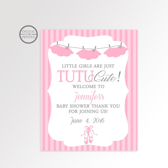 Tutu Cute Matching Party Sign | Tutu Baby Shower Welcome Sign | Welcome Sign | Baby Shower Decor | Printable | Tutu Baby Shower Decor Il_570xn