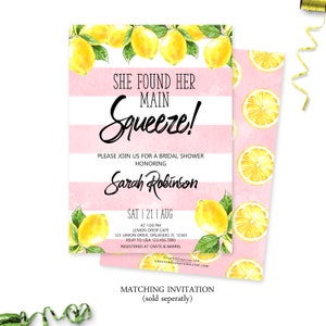Lemon Thank You Cards, Bridal Shower Stationary, Instant Editable Digital or Printed image 2
