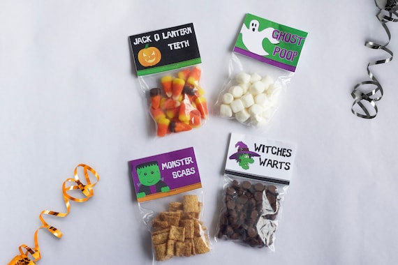 Halloween Treat Bag Topper, Halloween Treat Bag Label, Halloween Class Favors, Halloween Party Favors, Ghost Poop, Monster Scabs Il_570xn
