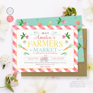 Farmers Market Birthday Invitation | Farmers Market Party Invite | Farm Invitation | Digital or Printed