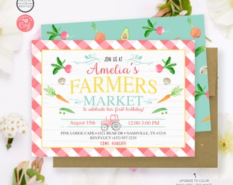 Farmers Market Birthday Invitation | Farmers Market Party Invite | Farm Invitation | Digital or Printed
