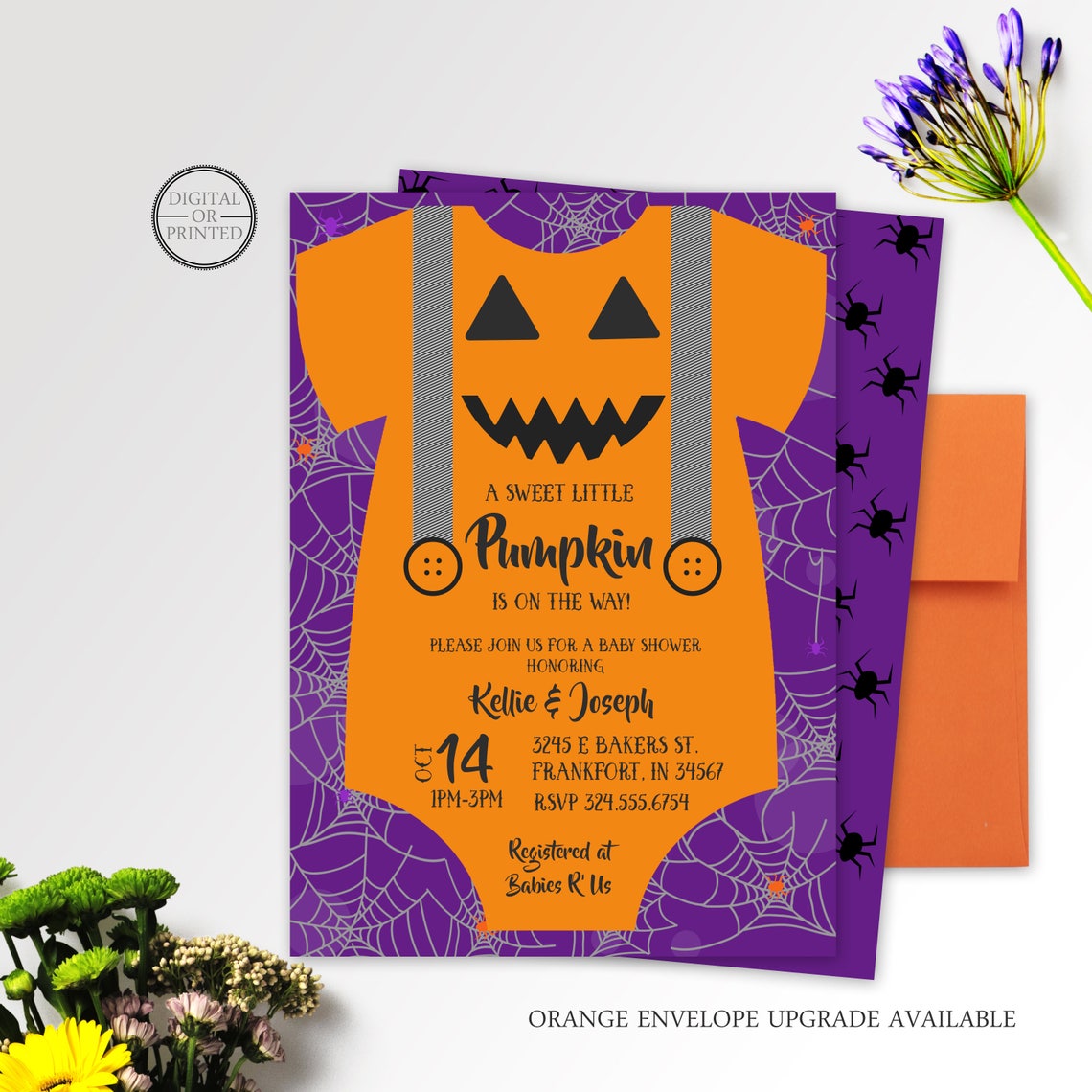 Halloween Baby Shower Invitation A Little Pumpkin Baby Etsy