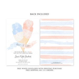 Ice Cream Gender Reveal Invitation | What's the Scoop | Editable Instant Digital or Printed image 2