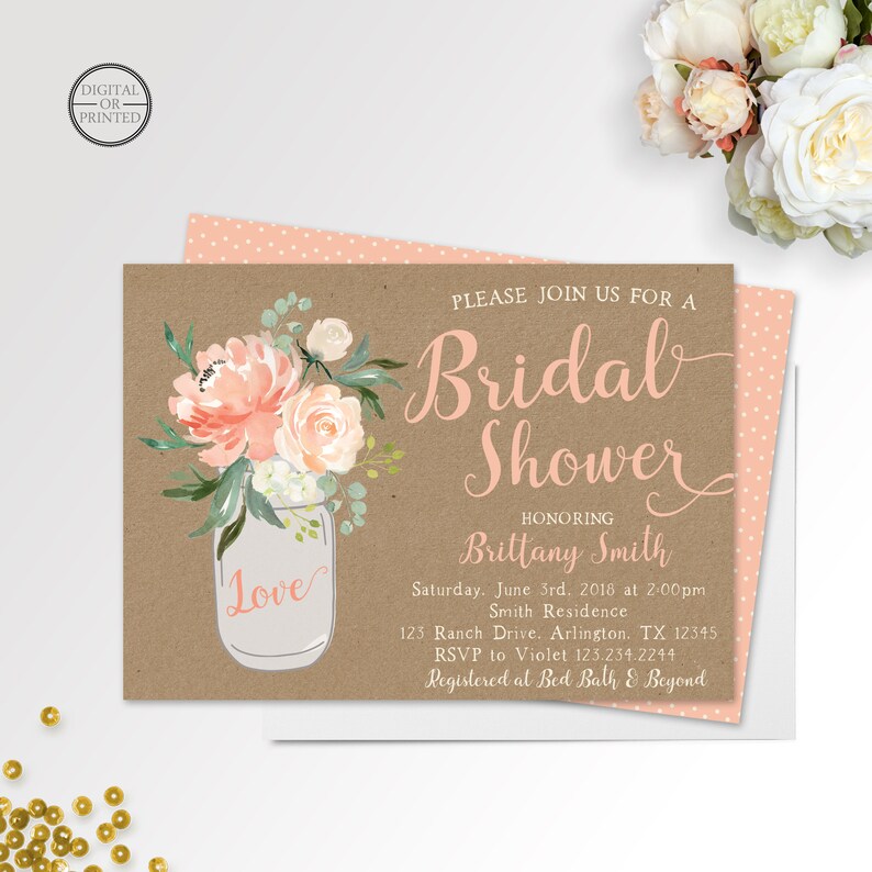 Rustic Bridal Shower Invitation Rustic Floral Bridal Shower Etsy