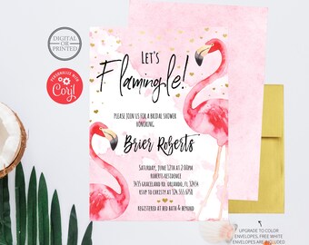 Tropical Bridal Shower Invitation | Flamingo Bridal Shower Invitation | Pool Bridal Shower | Printed or Digital