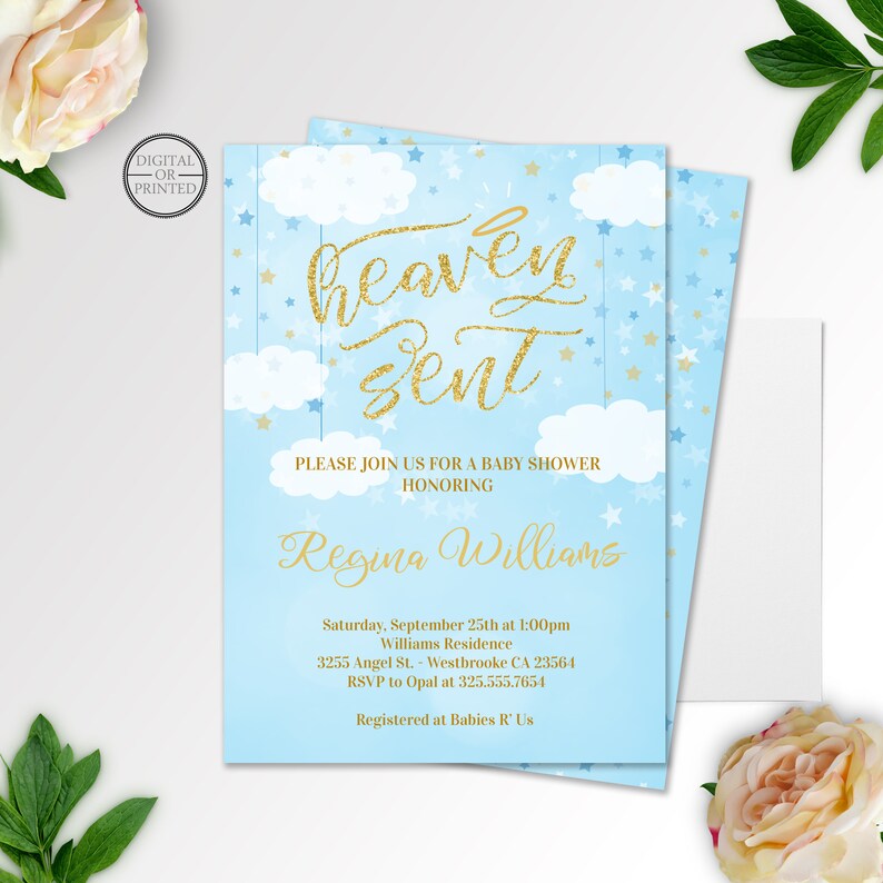 Heaven Sent Baby Shower Invitation Image 0