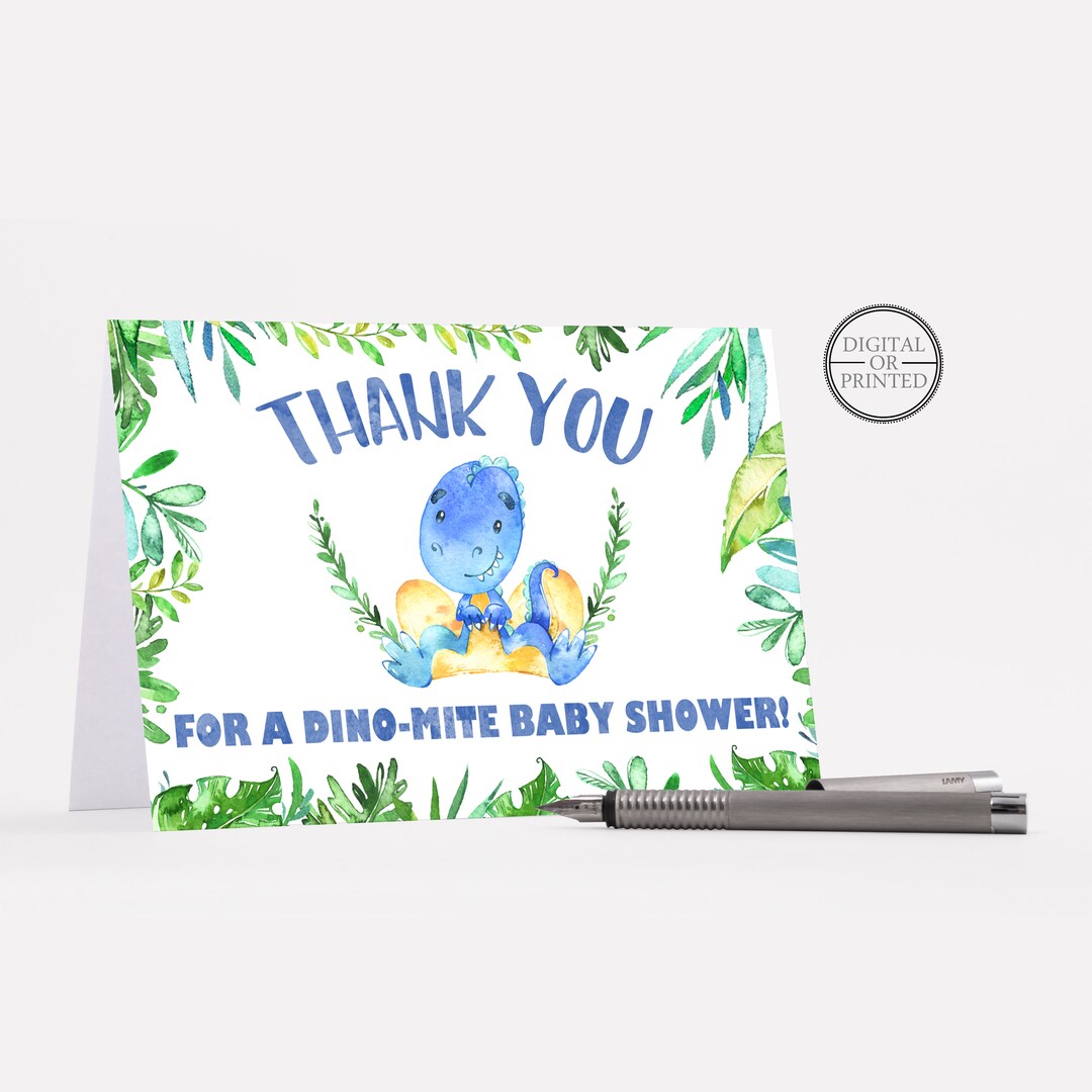 Dinosaur Thank You Cards Dinosaur Baby Shower Thank You Card Etsy