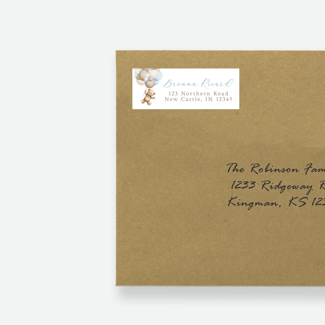 Bear Balloon Return Address Label, Bearly Wait Baby Shower Address ...