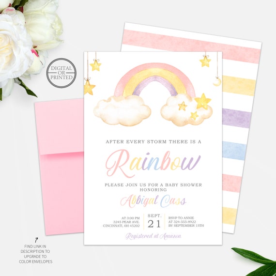 rainbow baby shower invitations