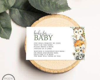 Woodland Greenery Book Request Insert | Forest Animals Books for Baby | Babies Library Insert | Editable Instant Digital or Printed