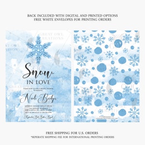 Snow in Love Bridal Shower Invitation | Winter Bridal Shower Invitation | Snowflake Bridal Shower Invite | Printed or Digital Bild 2