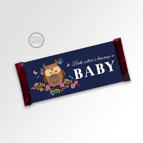 Navy and Pink Owl Candy Bar Wrappers | Candy Wrappers | Printable Party Supplies | Owl Baby Shower Candy Wrapper | Baby Shower Il_570xn